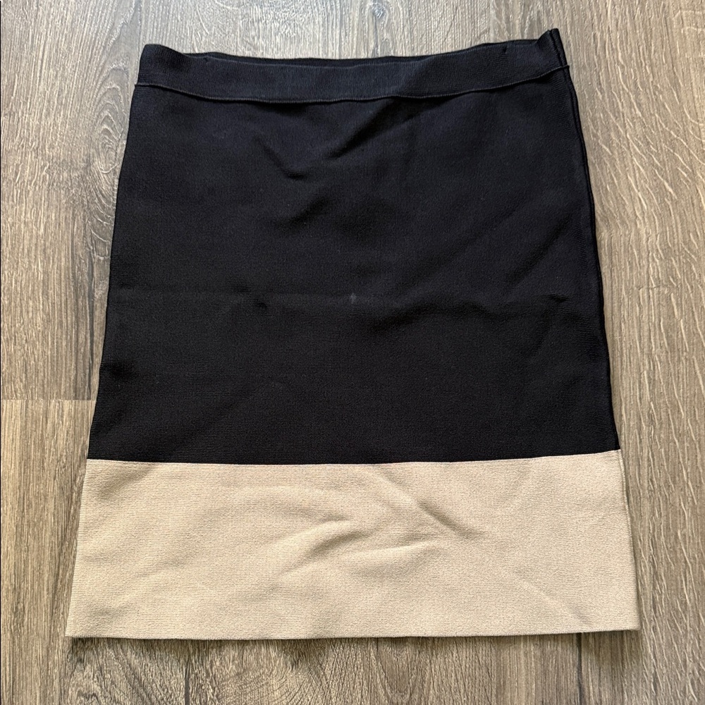 BCBG Black and Beige Bandage Skirt